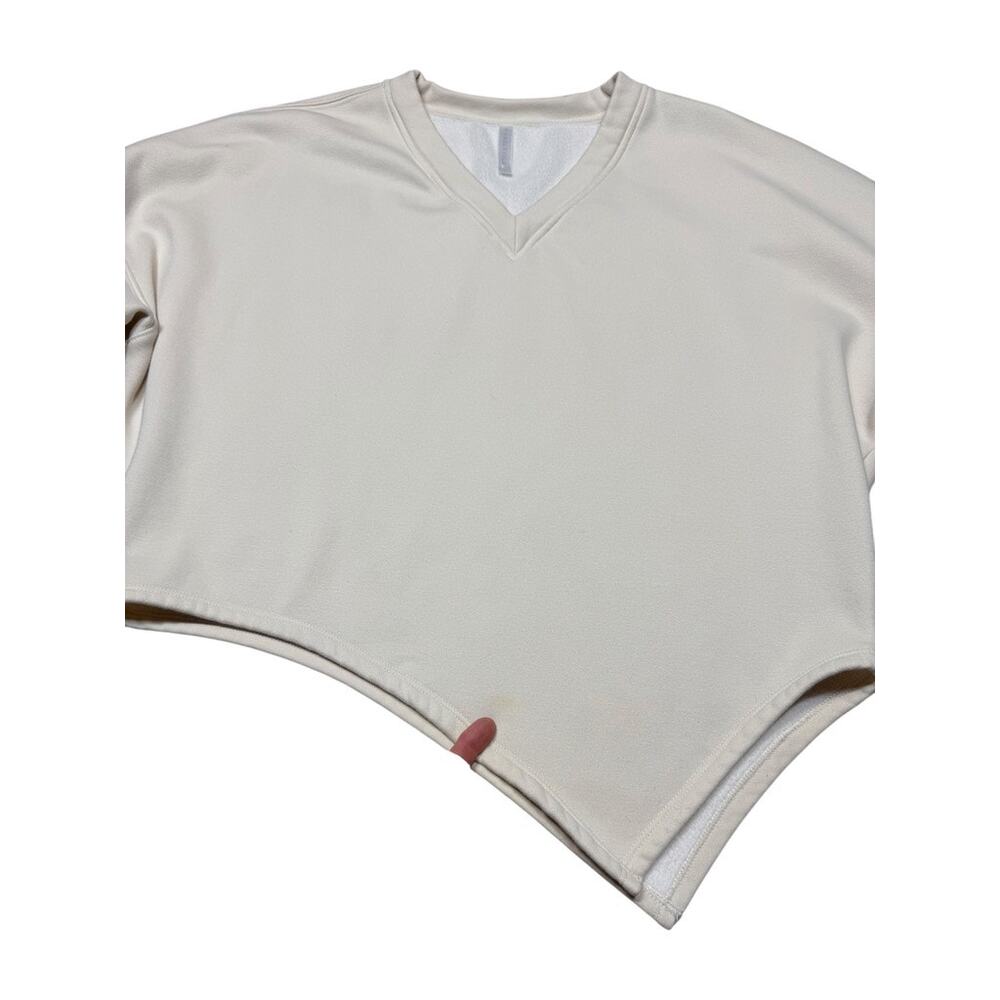 Fabletics Cream Mira Pullover V-Neck Asymmetric Fleece Sweatshirt Large - Picture 6 of 9